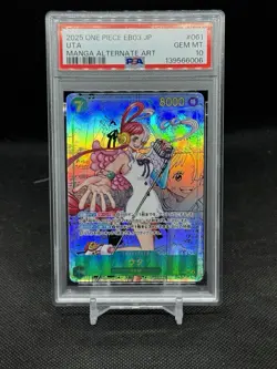 2025 ONE PIECE JAPANESE MANGA ALTERNATE ART EB03-061 UTA PSA 10 - Image 1