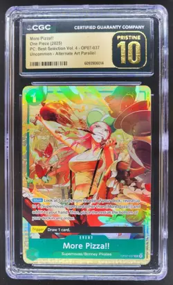 2025 ONE PIECE CCG MORE PIZZA!! ALTERNATE ART OP07-037 CGC 10 PRISTINE E PT - Image 1