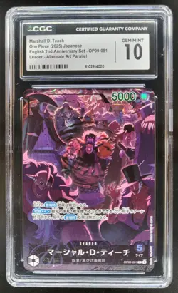 2025 ONE PIECE CCG JAPANESE MARSHALL D. TEACH ALT ART OP09-081 CGC 10 C PT - Image 1