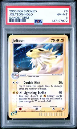 2003 POKEMON EX SANDSTORM #6 JOLTEON-HOLO PSA 8 - Image 1