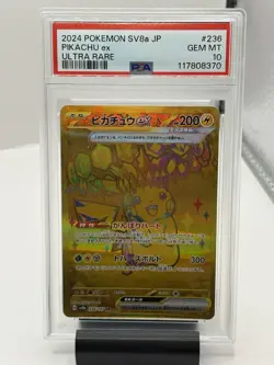 2024 Pokemon Pikachu ex Ultra Rare SV8a Terastal Festival 236/187 PSA 10 GEM MT - Image 1