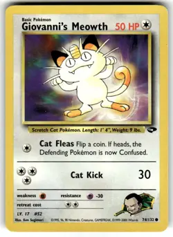 Pokemon TCG Giovanni's Meowth 74/132 Gym Challenge NM - Image 1