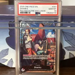 Shanks (2025 PSA Magazine Promo) OP09-001 One Piece Promotion Cards Foil PSA 10! - Image 1