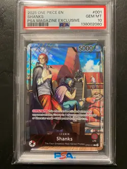 Shanks (2025 PSA Magazine Promo) OP09-001 One Piece Promotion Cards Foil PSA 10 - Image 1