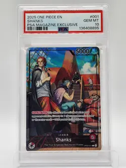 Shanks (2025 PSA Magazine Promo) OP09-001 One Piece Promotion Cards Foil PSA 10 - Image 1