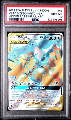 PSA 10 Moltres & Zapdos & Articuno Gx 66/68 Hidden Fates 2019 Pokemon - Image 1