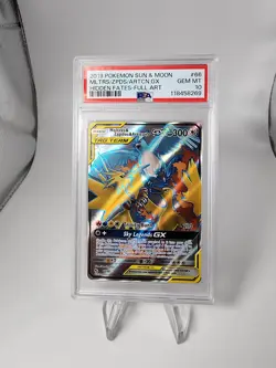 2019 POKEMON SM HIDDEN FATES #66 FA/MOLTRES & ZAPDOS & ARTICUNO GX PSA 10 - Image 1