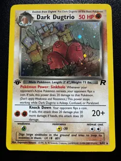 Pokemon Dark Dugtrio TCG First Edition Holo Card 6/82 NM Near Mint Vintage - Image 1