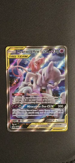 FULL ART Mewtwo & Mew GX Tag Team Pokemon Black Star Promo SM191 Holo Rare - NM - Image 1