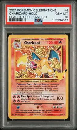 2021 POKEMON CELEBRATIONS CLASSIC COLL #4 CHARIZARD-HOLO PSA 10 - Image 1
