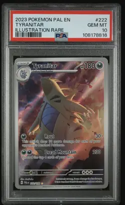 2023 POKEMON PAL EN-PALDEA EVOLVED ILLUSTRATION RARE #222 TYRANITAR PSA 10 - Image 1