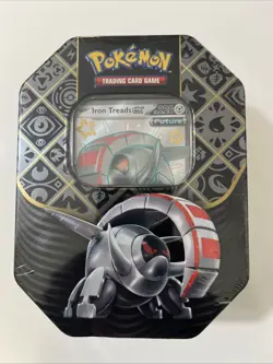 Pokemon TCG Scarlet & Violet Paldean Fates Iron Treads EX Tin, 4-Pack - Image 1