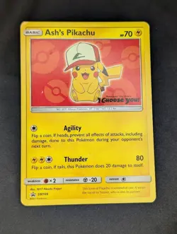 Ash's Pikachu - SM109 - SM Black Star Promo - Near Mint/Light Play - Pokemon TCG - Image 1