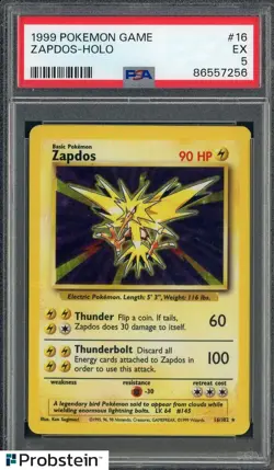 1999 Pokemon Game #16 Zapdos Holo PSA 5 EX - Image 1