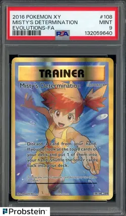 2016 Pokemon XY Evolutions #108 FA Misty's Determination PSA 9 MINT - Image 1
