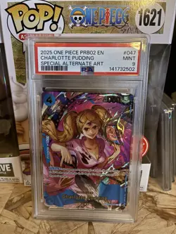 Namco One Piece CCG Charlotte Pudding OP06-047 Foil SP PSA 9 - Image 1