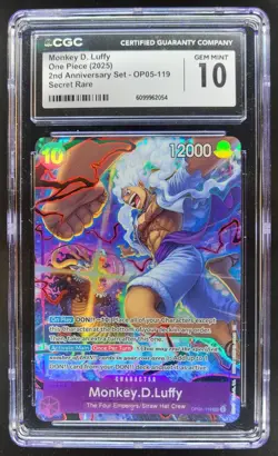 2025 ONE PIECE CCG MONKEY D. LUFFY SECRET RARE OP05-119 CGC 10 E PT - Image 1