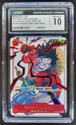 2025 ONE PIECE CCG JAPANESE MONKEY D. LUFFY PROMO ST01-012 CGC 10 E PT - Image 1