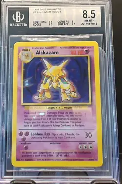 Alakazam 1/102 Holo Rare - Pokemon Base Set Beckett 8.5 NM/MT+ - Image 1