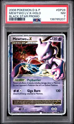 2008 POKEMON DIAMOND & PEARL BLACK STAR PROMO #DP28 MEWTWO LV.X-HOLO PSA 7 - Image 1