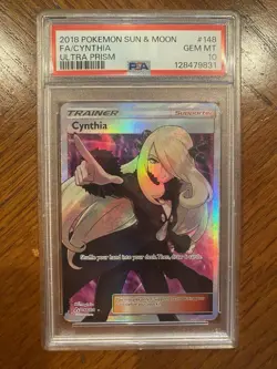 Pokemon TCG Cynthia Full Art Trainers 148/156 Sun & Moon Ultra Prism 2018 PSA 10 - Image 1