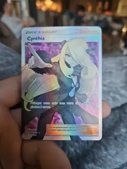 Pokemon TCG Cynthia Ultra Prism Holo Card 148/156 Full Art Ultra Rare French - Image 1