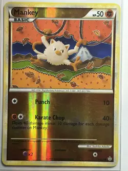 Mankey Reverse Holo Unleashed 53/95 MP-LP Pokemon Card - Image 1