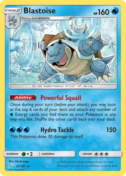 Blastoise 25/181 Rare SM - Team Up Pokemon Card - Image 1