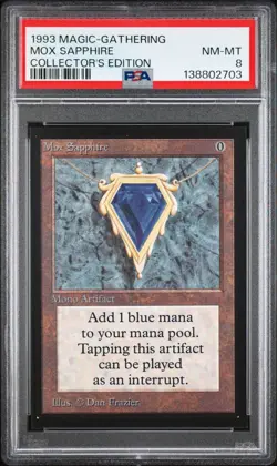 1993 MTG COLLECTOR'S ED MOX SAPPHIRE PSA 8 - Image 1