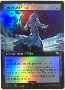 MTG Observed Stasis (Extended Art Foil) Commander Final Fantasy 113 FFXIV NM - Image 1