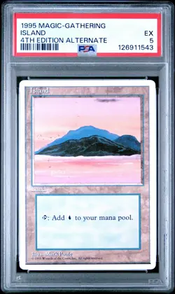 MTG - Island - ALTERNATE 4th Edition Magic Land - Graded PSA 5 - Image 1