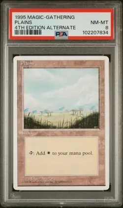 MTG - Plains - ALTERNATE 4th Edition Magic Land - Graded PSA 8 - Image 1