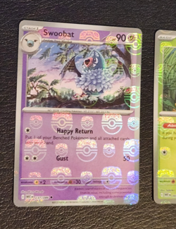 2x Pokemon Master Ball Cards ( Swoobat & Shelmet NM Holo ) - Image 2