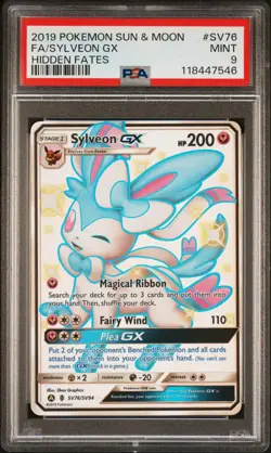 2019 POKEMON SUN & MOON HIDDEN FATES #SV76 FULL ART/SYLVEON GX PSA 9 - Image 1