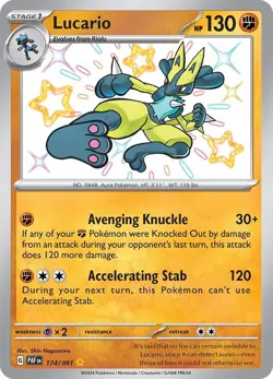 Pokemon TCG Lucario Paldean Fates Shiny Rare Holo Card 174/091 NM Condition - Image 1
