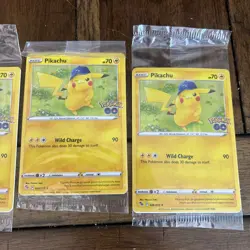 3 Pokemon Pikachu 28/78 Pokemon Go holo SEALED - Image 3