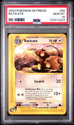 2003 POKEMON SKYRIDGE #89 RATICATE PSA 10 - Image 1