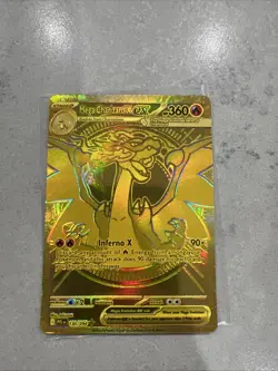 Gold Mega Charizard X EX 130/094 Pokemon Phantasmal Flames Surface Scratches - Image 1