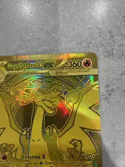 Gold Mega Charizard X EX 130/094 Pokemon Phantasmal Flames Surface Scratches - Image 4