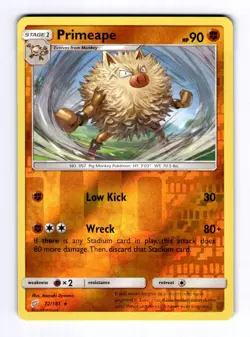 Primeape SM - Team Up #72 (2019) Rare Reverse Holo NM Pokemon - Image 1
