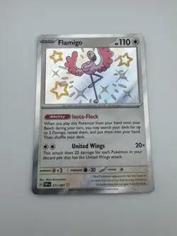 Pokemon TCG: Flamigo 211/091 Scarlet & Violet: Paldean Fates Holo Shiny Rare NM - Image 1