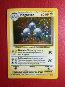Pokemon TCG Magneton Base Set Unlimited 9/102 Holo Rare WOTC 1999 NM - Image 1