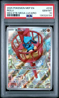 2025 POKEMON MEP EN-ME BLACK STAR PROMO #010 RIOLU PSA 10 - Image 1