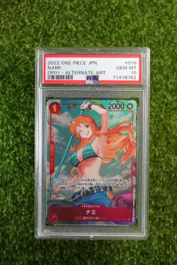 PSA 10 GEM MT One Piece Japanese Romance Dawn NAMI ALT ART OP01 016 #5 - Image 1
