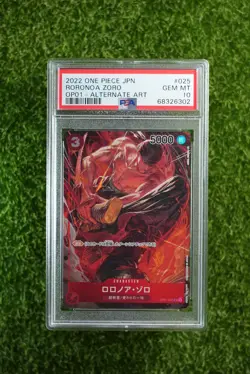 PSA 10 RORONOA ZORO One Piece Japanese OP01-025 ALT ART Romance Dawn #2 - Image 1