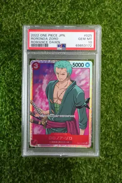 PSA 10 RORONOA ZORO One Piece Japanese OP01-025 Romance Dawn #1 - Image 1