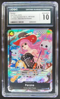 2025 ONE PIECE CCG PERONA ALT ART OP10-092 CGC 10 E PT - Image 1