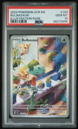 Pokemon TCG Stellar Crown Bulbasaur #143/142 Illustration Rare Gem Mint PSA 10 - Image 1