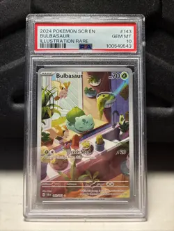 Pokemon TCG Bulbasaur Stellar Crown Illustration Rare 143/142, PSA 10 Gem Mint - Image 1