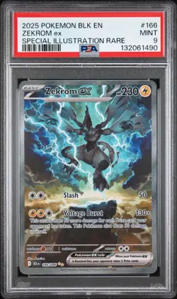 2025 Pokemon Black Bolt BLK En Zekrom Ex Special Illustration Rare #166 PSA 9 - Image 1
